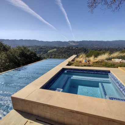 Spa and infinity pool valley view